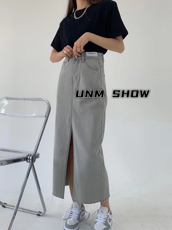 goods in stock! New year in early spring! [unm-show] slit versatile denim skirt 1207# WTT