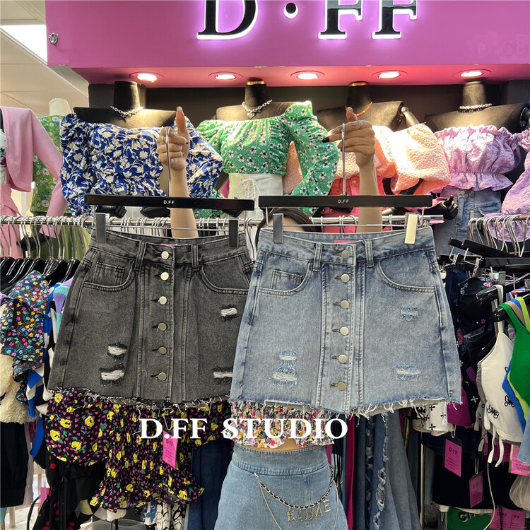 In early summer! [d.ffstudio] washed versatile slim skirt pants 831\wtt
