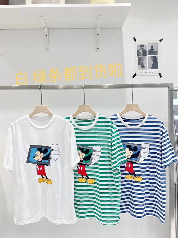 New in early summer! [td] selfie Mickey stripe short sleeve T-shirt 003808# XJ