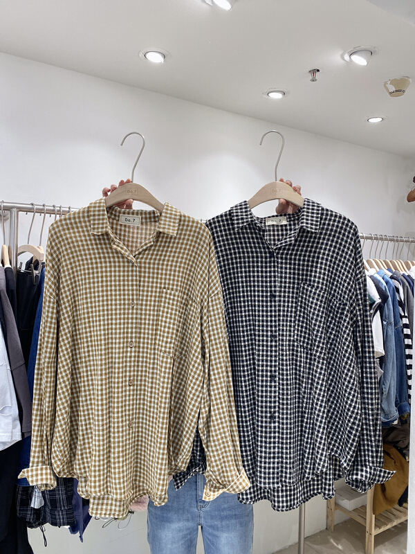 New year in early spring! [da. 7] Korean Plaid single breasted shirt 2265# LSL