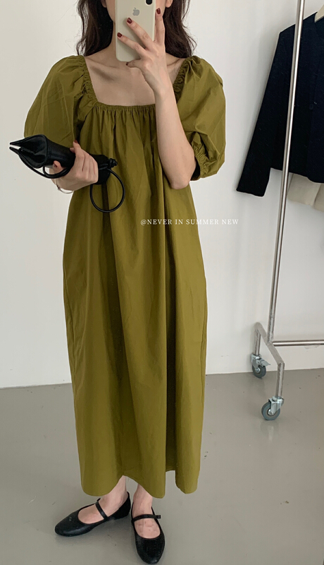 Live 86! [Jin. C] Fashion Square Collar medium length dress z9069# XYY