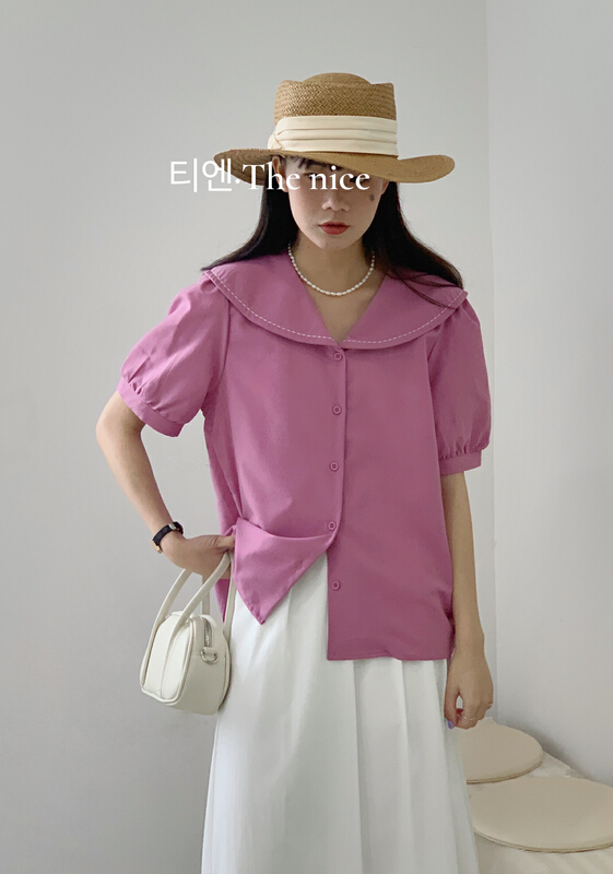 New in early summer! [the nice] Lapel simple single breasted shirt a9166# hjy