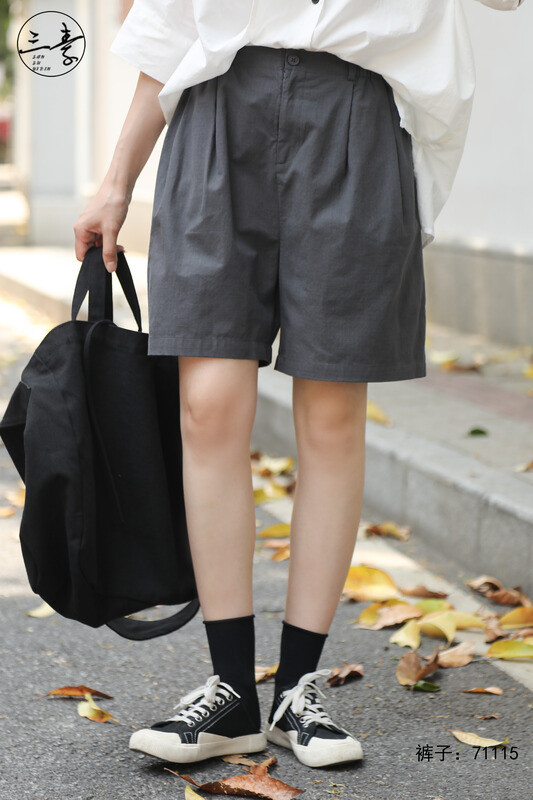 [original of three vegetarian clothes] simple temperament, loose and versatile casual shorts 71115# XYJ