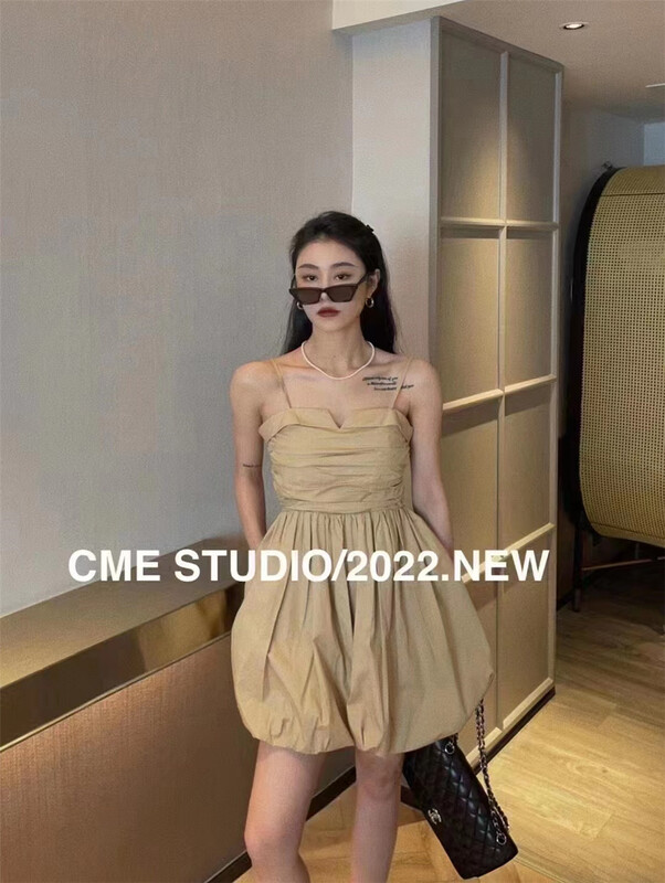 [top] solid color waist closing flower bud trouser leg Strapless suspender conjoined pants b81# ZSY