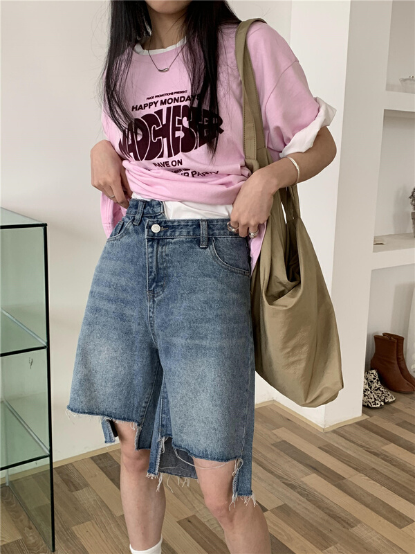 New year in early spring! [9hour] irregular and versatile loose denim shorts 903111# zxl