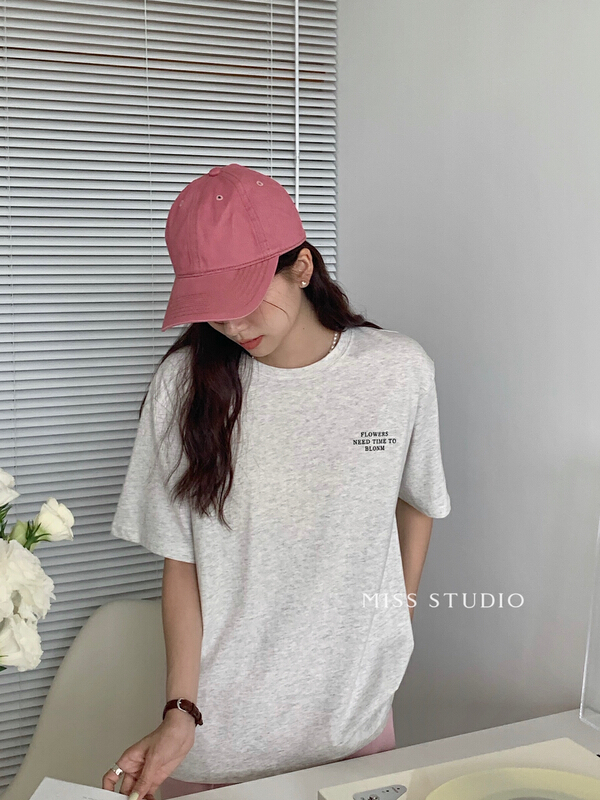[miss miss miss home] small letter printed loose short sleeve T-shirt 8y035# zjy