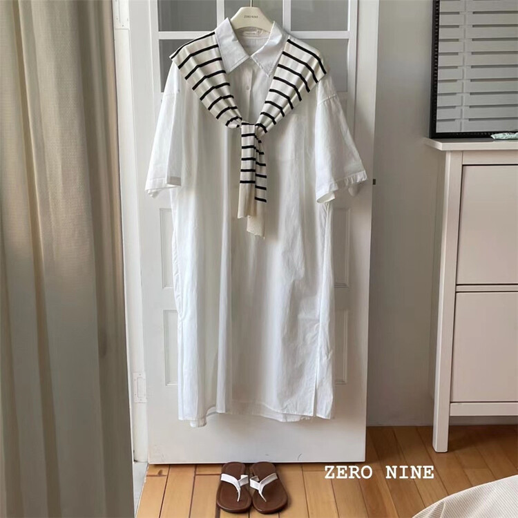 New in early summer! [zero-nine 009] Korean simple casual shirt dress (without shawl) 9275# HBx