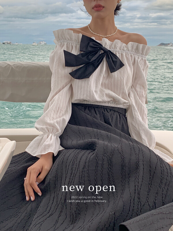 New year in early spring! [new open] bow tie tie Vintage square neck blouse ys1-gy22009# zxl