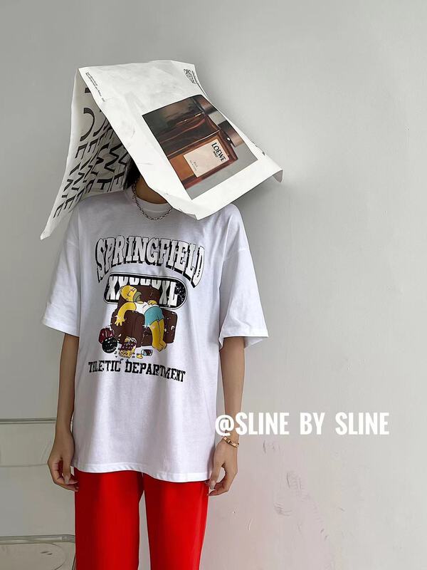 New year in early spring! [sline by sline] cartoon letter printed short sleeve T-shirt 80018# zxl