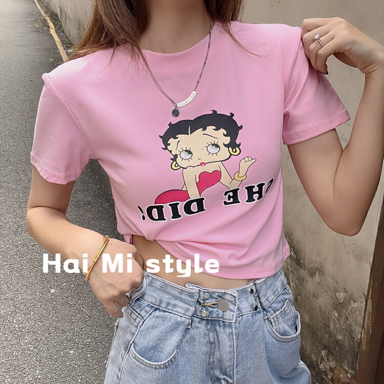 goods in stock! New in early summer! [Haimi] Korean versatile printed short sleeve T-shirt 1772# WTT