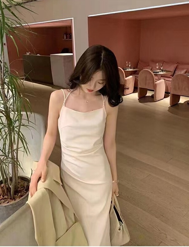 New in early summer! [Xiye] Korean solid pearl suspender dress a5922# JJ