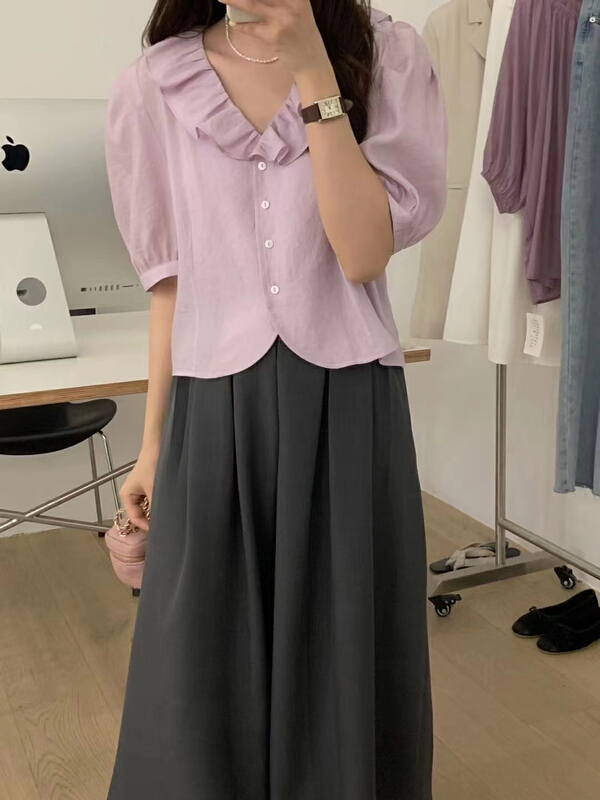 goods in stock! New in early summer! [m.zi studio] Korean simple single breasted shirt 5568# HBx