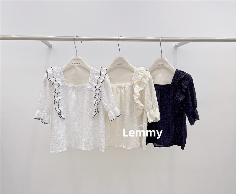 [Lemmy] Korean lotus leaf collar square collar short shirt 8509# HBx
