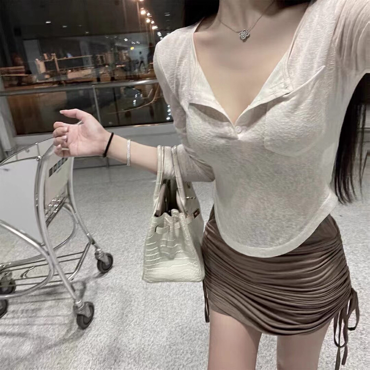 [Amanda] pure desire wind thin texture sense sunscreen shirt 9278# PCZ