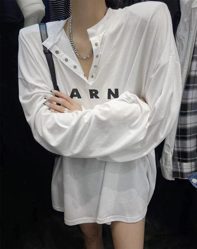 [strict selection of buyers - God of wealth] personalized letter loose long sleeve T-shirt 1506# Cl