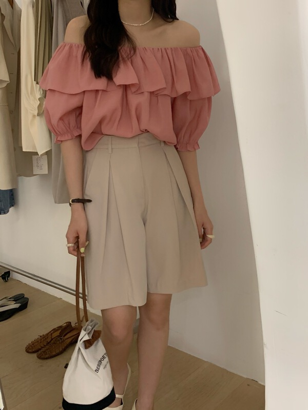 New in early summer! [wanna] high waist and wide leg casual shorts 89109# cqw