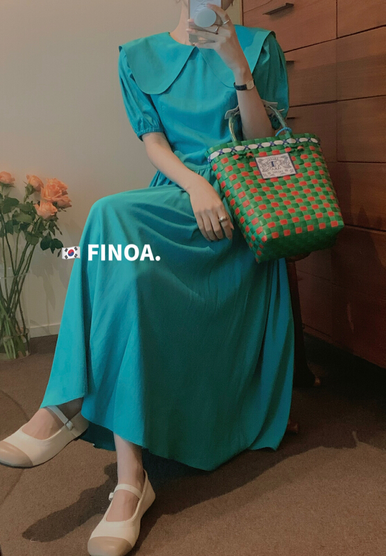 New in early summer! [finoa] Korean casual Princess neck loose fashion dress 1079# CLS