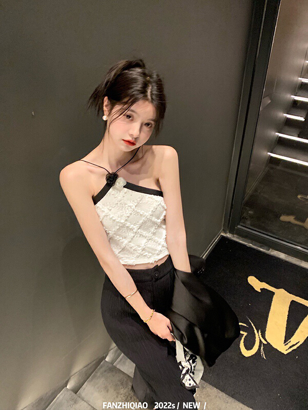 [wgwe] camellia flower French style vest / sling 1602# PCZ
