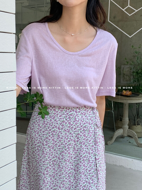 [Kittin] Korean simple macarone short sleeve T-shirt 3063ss# XYY
