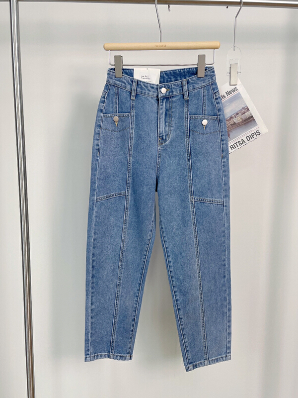 New in early summer! [Wawa] design straight washed jeans g8538# ozq