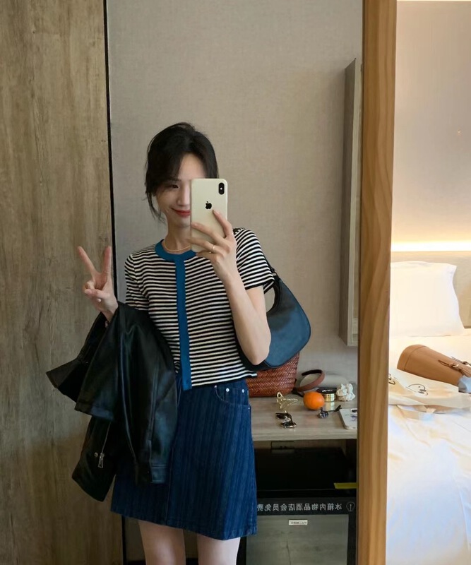 New in early summer! [h2-studio] Korean high waist striped skirt a389# HBx