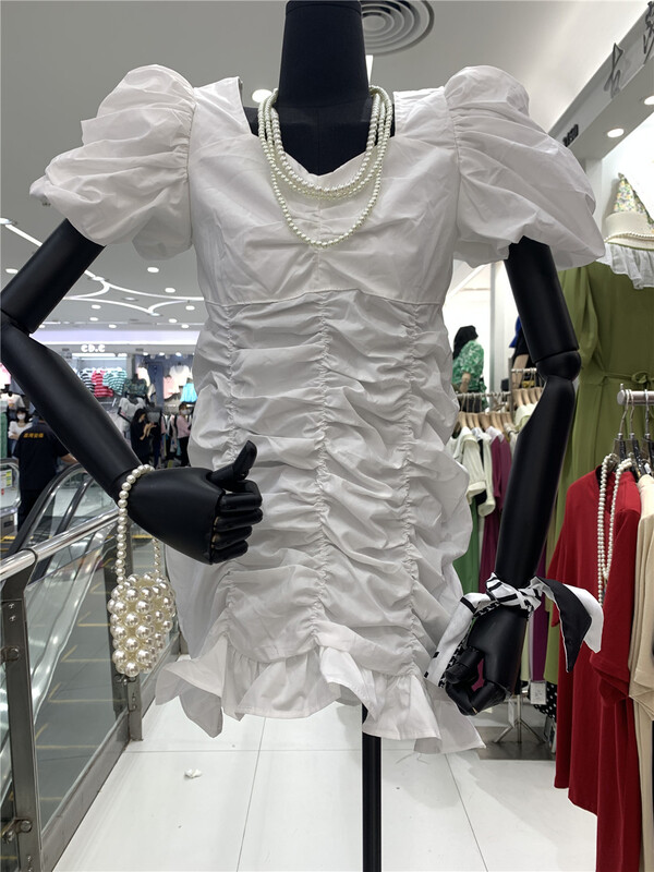 goods in stock! 【 side dishes 】 sexy bubble sleeve pleated skirt dress ys1-8328# lwy