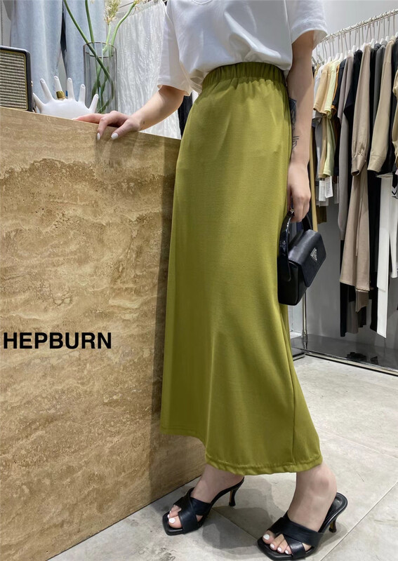 [Hepburn] elastic waist comfortable Korean skirt 3535# L