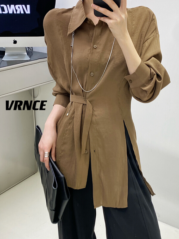 [Vince] minimalist versatile bandage shirt 5159# XYJ