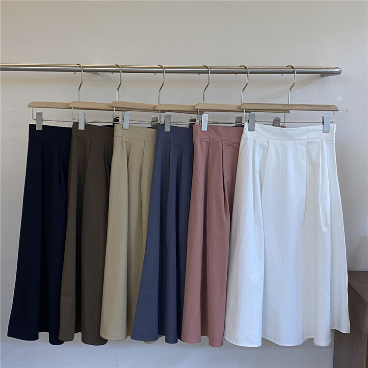 New year in early spring! [seek peach] pleated lady style skirt 5072# ll