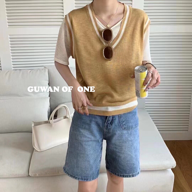 [Gu Wan] fake two versatile casual knitwear 5623# zxx