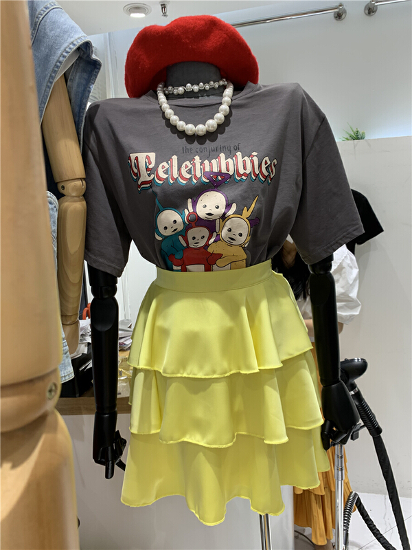 goods in stock! New in early summer! [Tiantian family] elastic waist cake short skirt d6879# PCZ