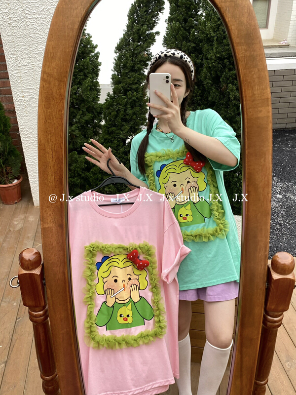 [JX] sweet bow lollipop girl lace short sleeve T-shirt 1066# WTT