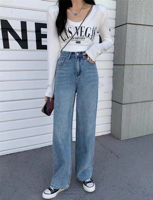 goods in stock! New year in early spring! [Dido] simple straight baggy jeans 6976# hjy