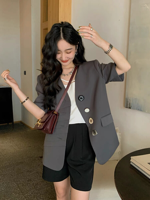 [Kiki studio] Hong Kong Style cool and comfortable short sleeved suit 5893# hjy