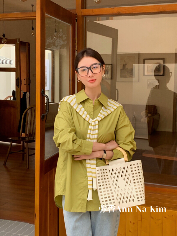 New year in early spring! [Mi Xiang] Korean casual fashion comfortable shirt (with shawl) 5035# hjy