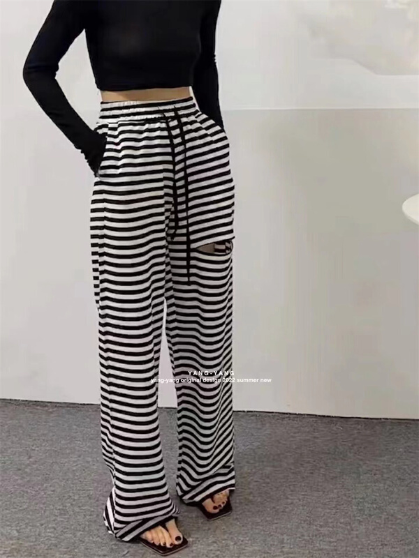 [Yang-Yang] Korean style casual pants with holes and thin stripes (only casual pants) c2031# CLS