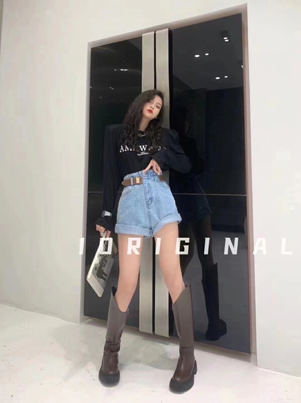 New in early summer! [Dido] Korean version high waist hemmed denim shorts 7138# LSW