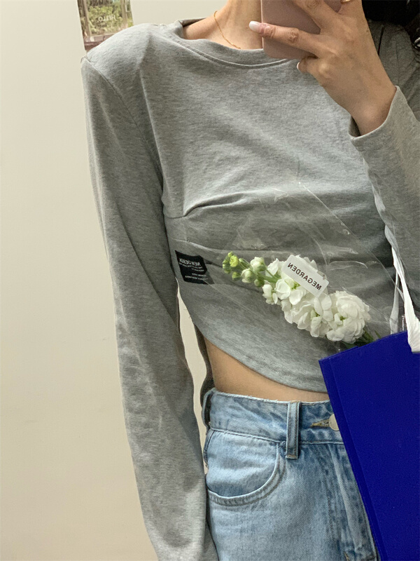 現貨!早春上新!【NIKI】圓領百搭貼標小衫  8035#  JJ