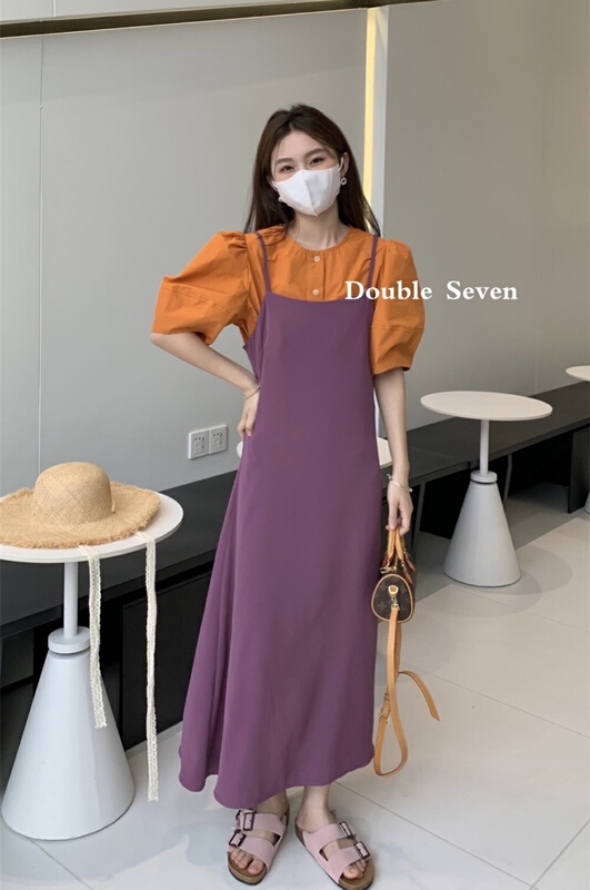 [double seven] French minimalist suspender dress 28650# zxx