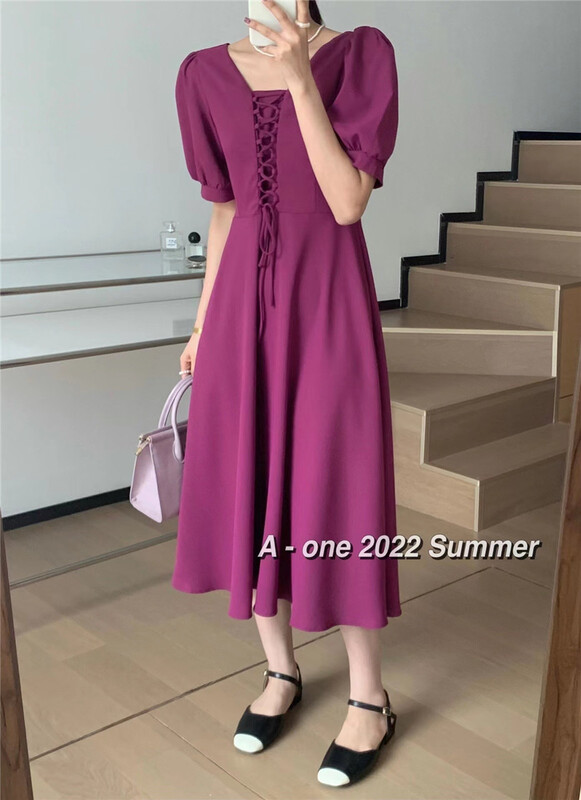 Spot! "A-ONE" Korean temperament strap dress (with hair ring) 5562# HJY