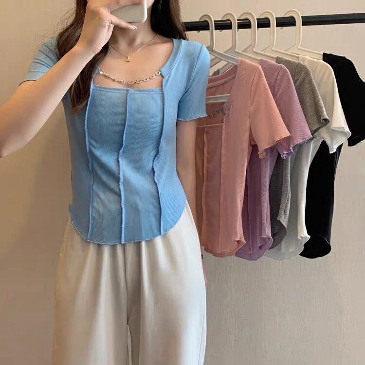 New in early summer! [f · P] irregular slim shirt 8k40-1# HBx