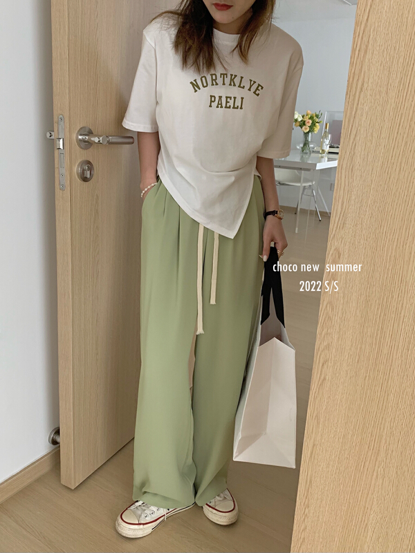 [choco] candy color versatile drawstring pocket casual pants 8218# HBx