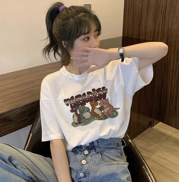 [three thousand gold] Korean alphabet versatile short sleeve T-shirt 00183# ll