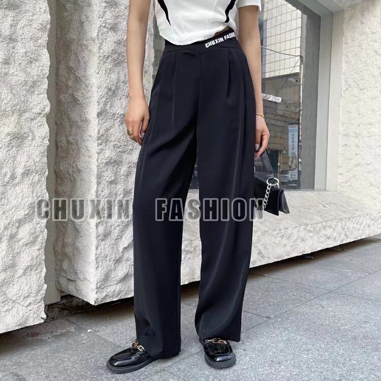 [c.x original heart] versatile hollowed out high waist straight tube slim mopping casual pants k798# WTT