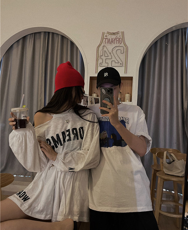 New in early summer! [wut / N Cola] letter printed fashion sunscreen shirt + slim casual Shorts Set ys1-6679# LSL