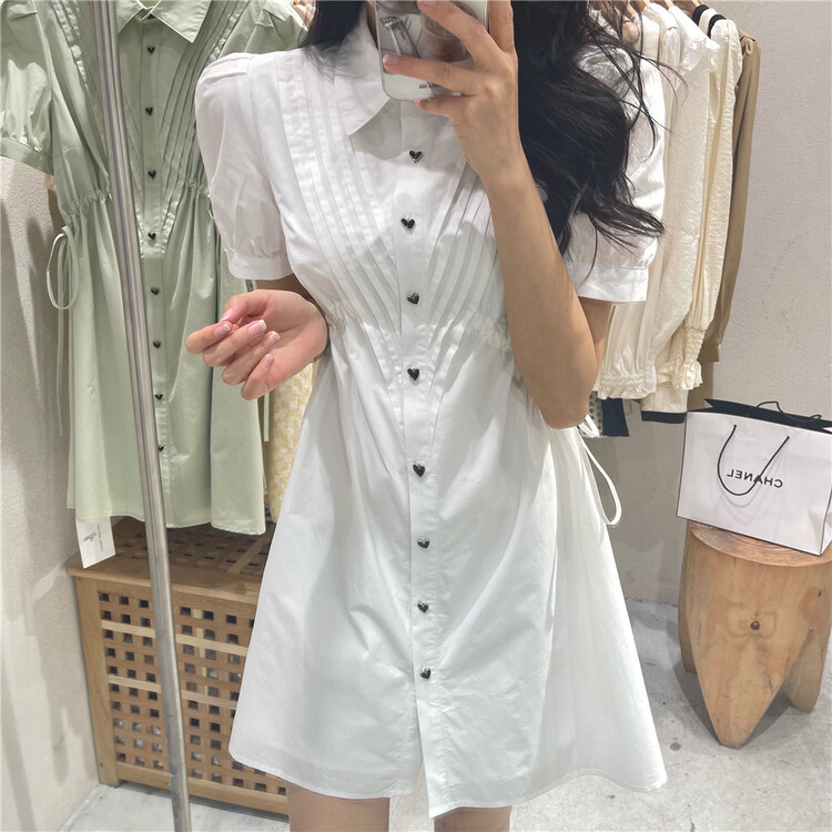 [NC edition] Korean versatile short sleeved drawstring dress z2360# zxx