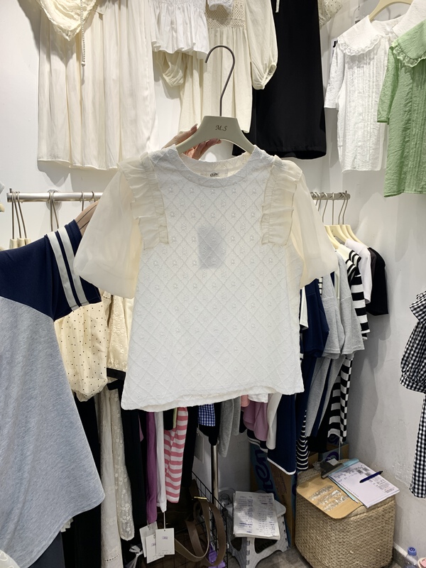 [misu +] crew neck Pullover versatile blouse 80568# ZZL