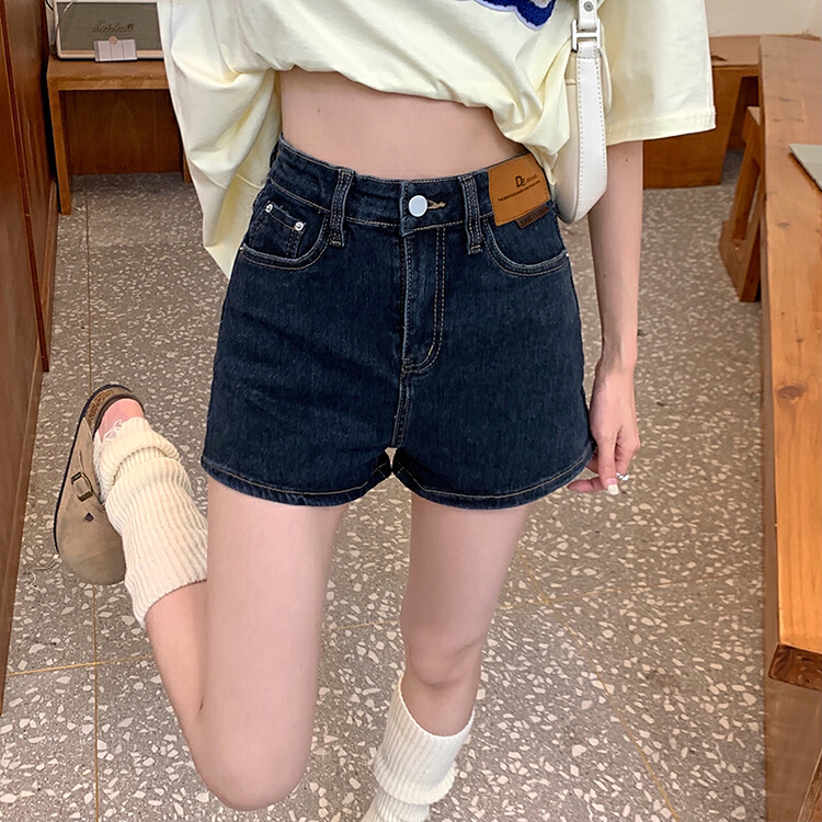 New in early summer! [timely rain] Han Feng ins design feeling elastic high waist thin A-line loose straight tube denim shorts (only shorts) b2952# WPL