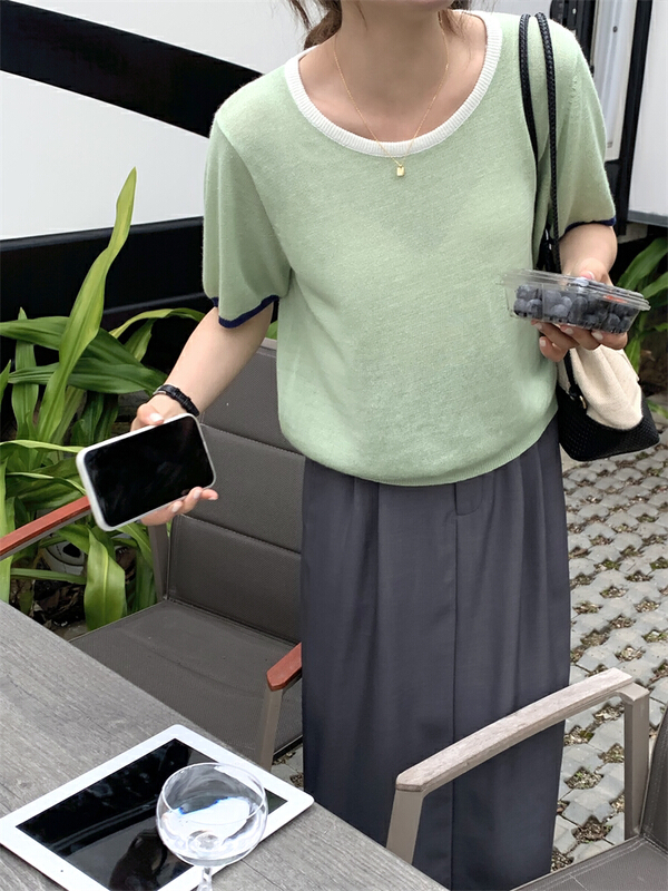 goods in stock! New in early summer! [about me] Korean simple loose knit 219035# cqw