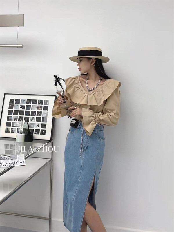 goods in stock! New in early summer! [aus] split fashion age reducing versatile skirt (with waist bag) 6869# LSW
